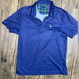 William Murray Polo Shirt Men's Medium Blue Golf Stretch Performacne